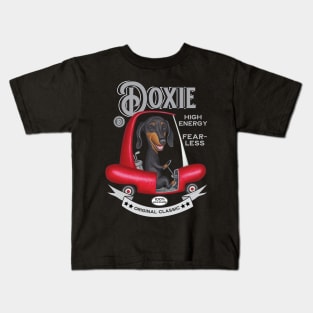 Black Dachshund in Golf Cart Kids T-Shirt